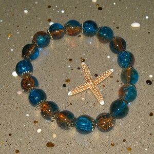 Elegant Blue and Gold Beaded Bracelet
